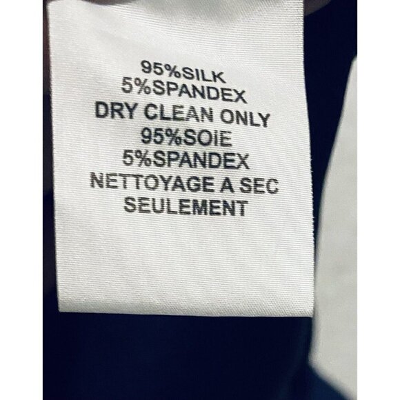 Trina Turk Top Womens XS Navy Blue Stretch Silk Satin Cut Out Pullover Flowy - Picture 5 of 7